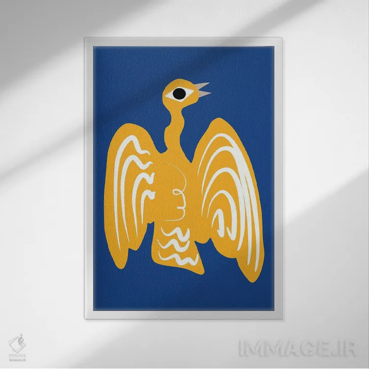 تابلو انتزاعی تصویر غاز طلایی اثر لیتل باور - نمای قابدار سفید