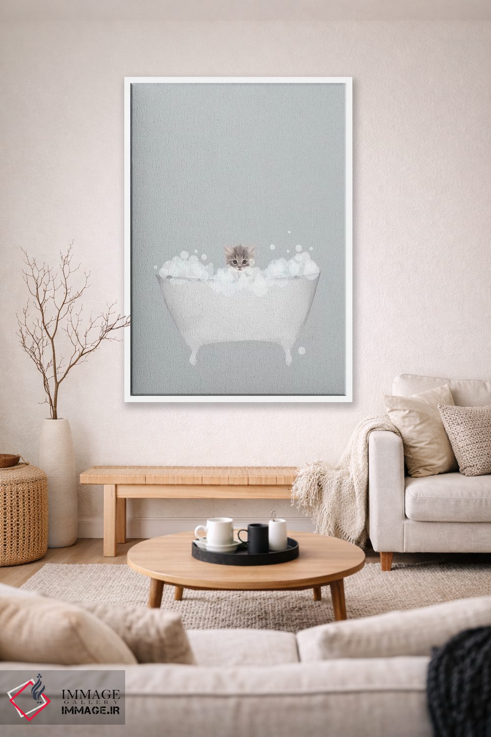 تابلو دکوراتیو حمام آبی گربه بچه اثر لیا استراتسما - D1W