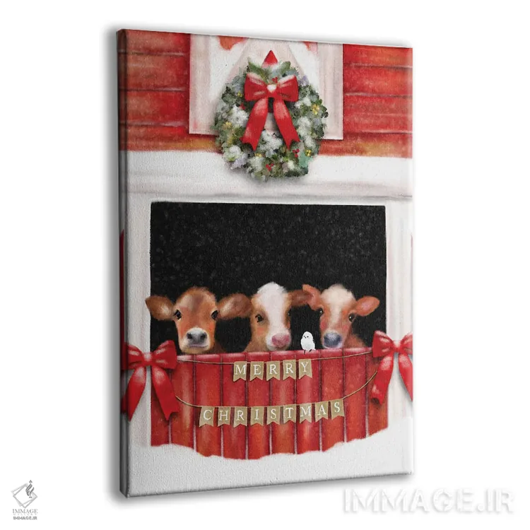 تابلو دکوراتیو گاوهای کریسمس اثر لیا استراتسما - نمای پرسپکتیو محصول