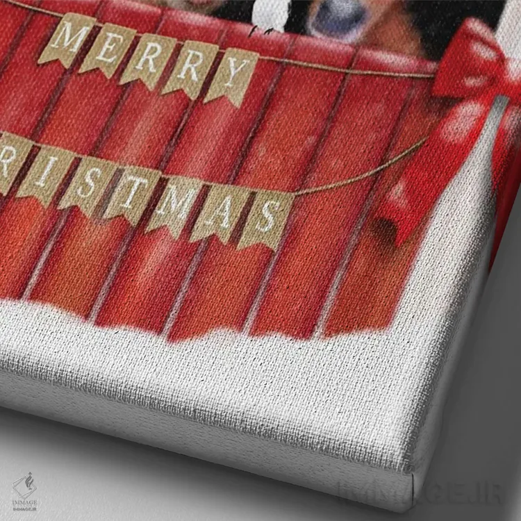 تابلو دکوراتیو گاوهای کریسمس اثر لیا استراتسما - نمای نزدیک بافت بوم