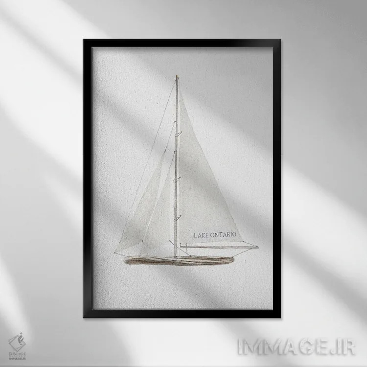 تابلو دکوراتیو قایق بادبانی در دریاچه آنتاریو اثر لیا استراتسما - نمای قابدار مشکی