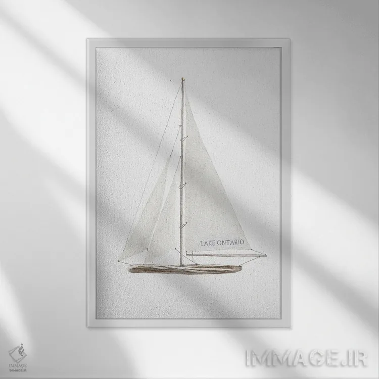 تابلو دکوراتیو قایق بادبانی در دریاچه آنتاریو اثر لیا استراتسما - نمای قابدار سفید