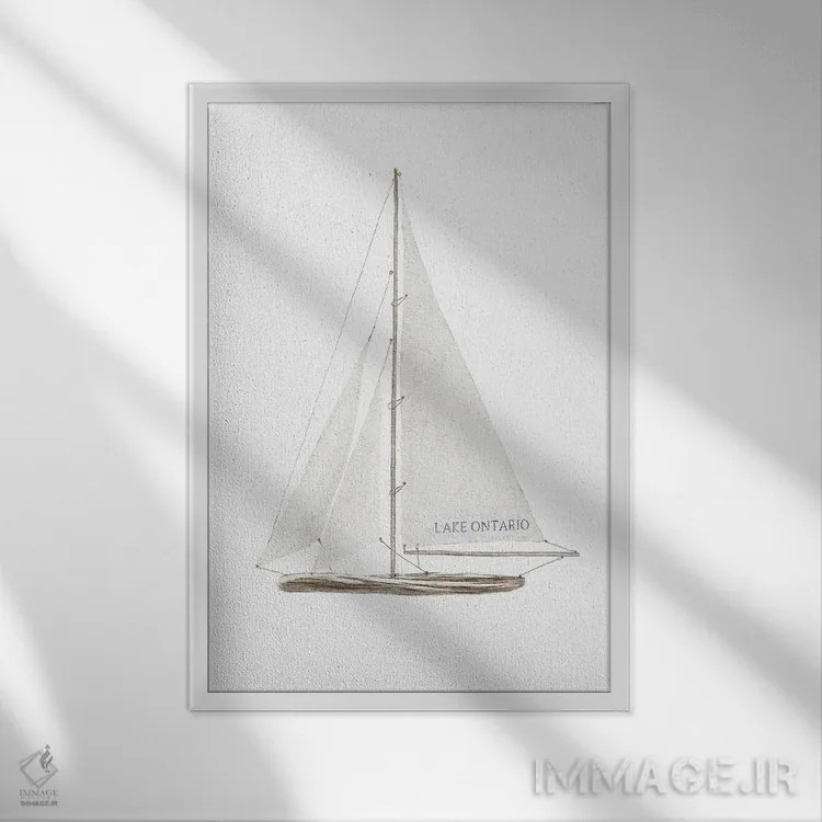 تابلو دکوراتیو قایق بادبانی در دریاچه آنتاریو اثر لیا استراتسما - نمای قابدار سفید