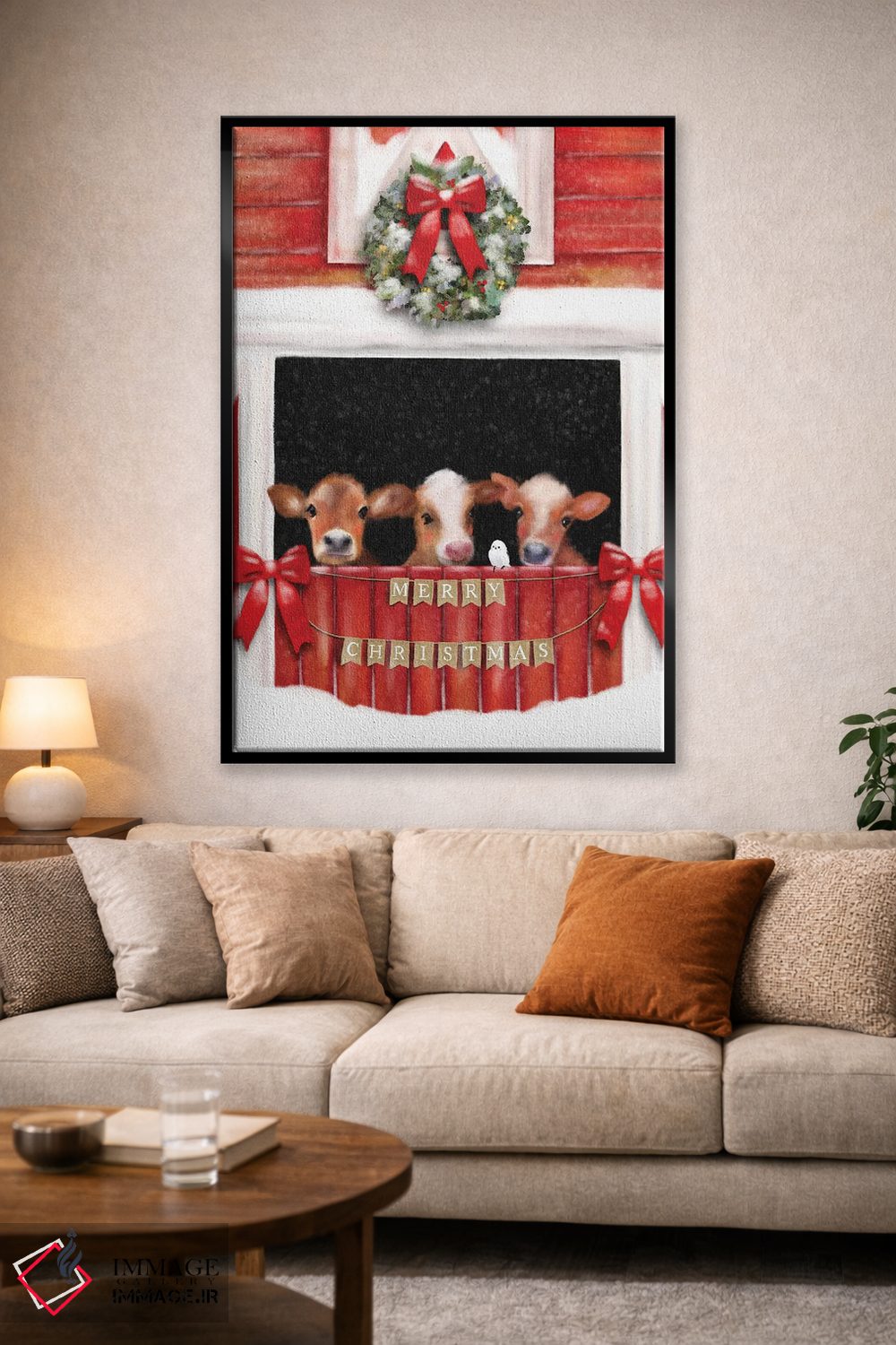 تابلو دکوراتیو گاوهای کریسمس اثر لیا استراتسما - D1B