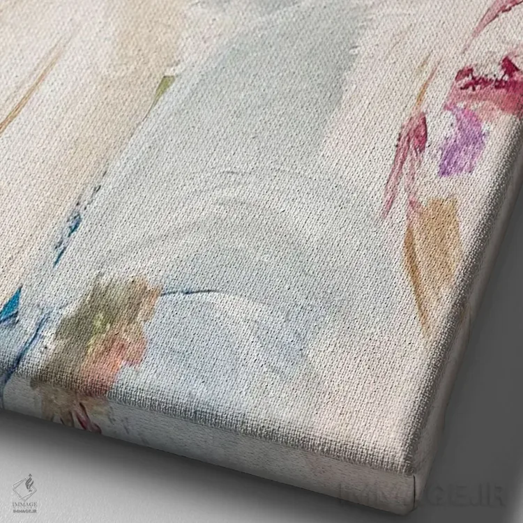 تابلو مینیمال شکوفه های صدتومانی اثر لیا استراتسما - نمای نزدیک بافت بوم