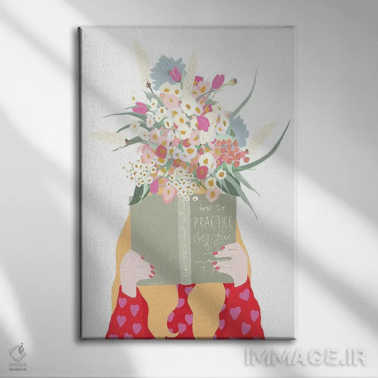 تابلو دکوراتیو سر گل دار مراقبت از خود اثر لیا استراتسما - نمای روبهرو روی دیوار