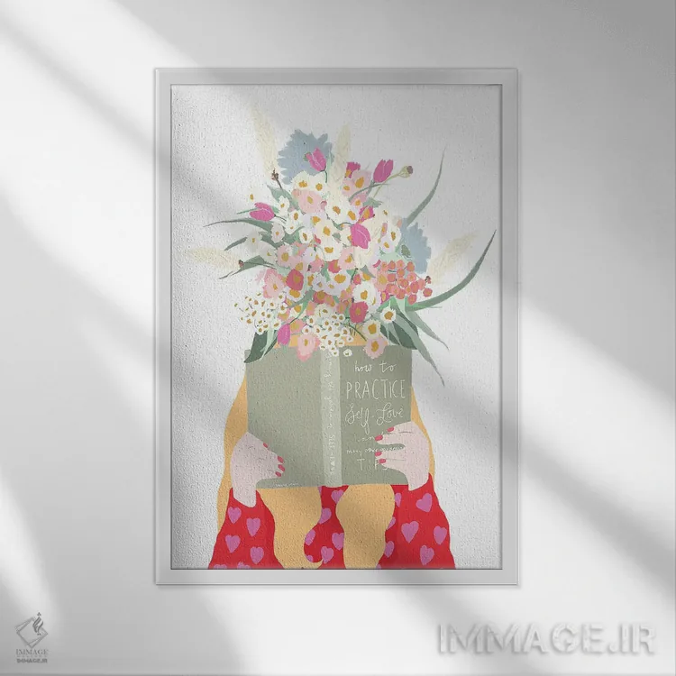 تابلو دکوراتیو سر گل دار مراقبت از خود اثر لیا استراتسما - نمای قابدار سفید