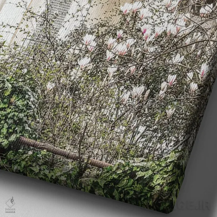 تابلو دکوراتیو خانه با گل مگنولیا اثر لیا استراتسما - نمای نزدیک بافت بوم