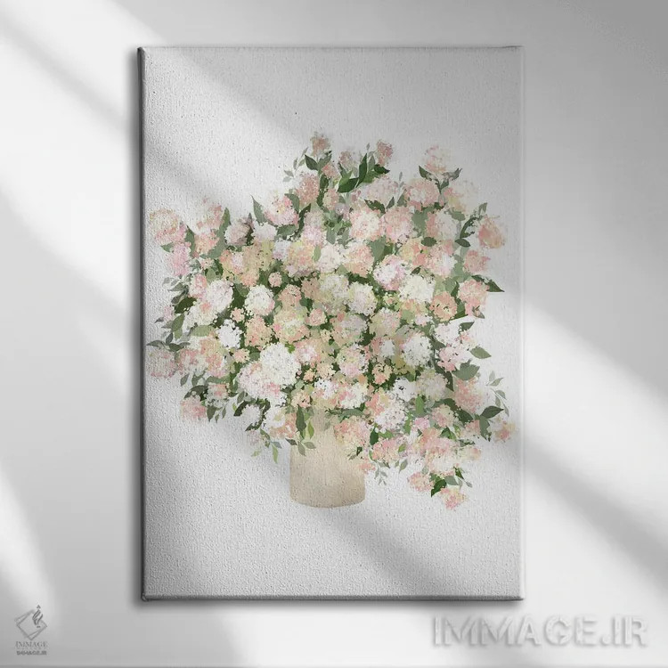 تابلو مدرن آبشارهای آبی در گلدان با حال و هوای خاص اثر لیا استراتسما - نمای روبهرو روی دیوار