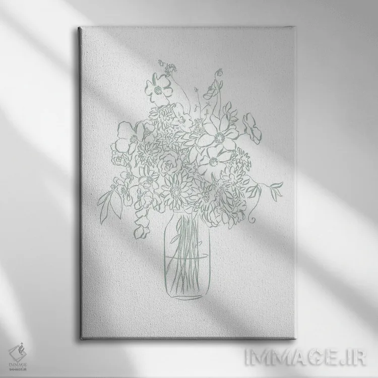 تابلو مدرن گلدان نعنایی دوست داشتنی اثر لیا استراتسما - نمای روبهرو روی دیوار