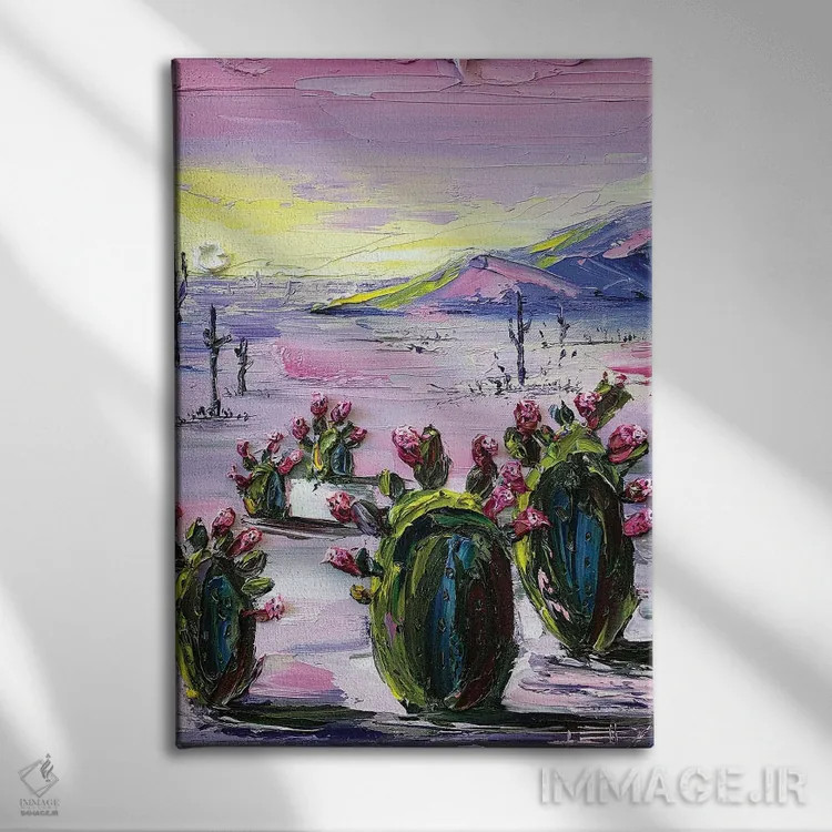 تابلو انتزاعی اشتیاق بیابان اثر لیزا الی - نمای روبهرو روی دیوار