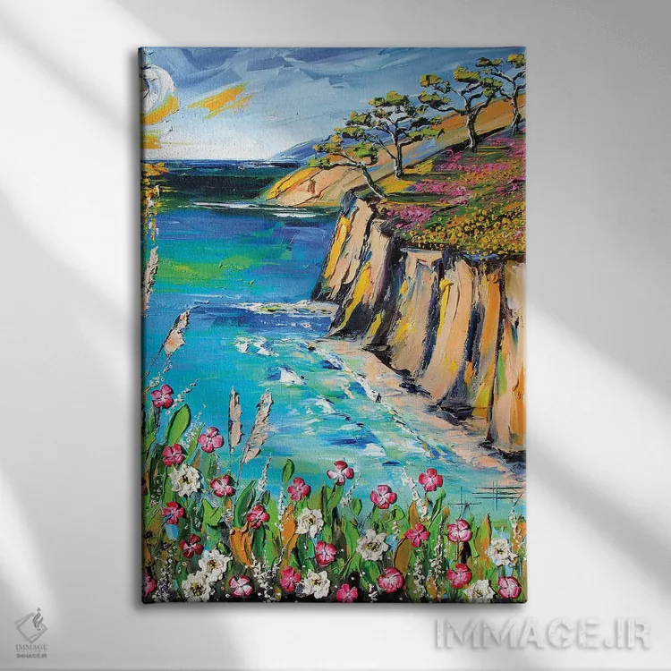 تابلو دکوراتیو بیگ سور با بافت ضخیم رنگ اثر لیزا الی - نمای روبهرو روی دیوار