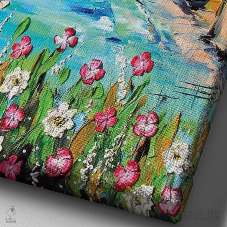 تابلو دکوراتیو بیگ سور با بافت ضخیم رنگ اثر لیزا الی - نمای نزدیک بافت بوم