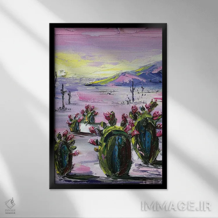 تابلو انتزاعی اشتیاق بیابان اثر لیزا الی - نمای قابدار مشکی