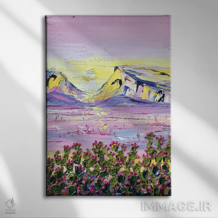 تابلو انتزاعی رویای بیابان اثر لیزا الی - نمای روبهرو روی دیوار