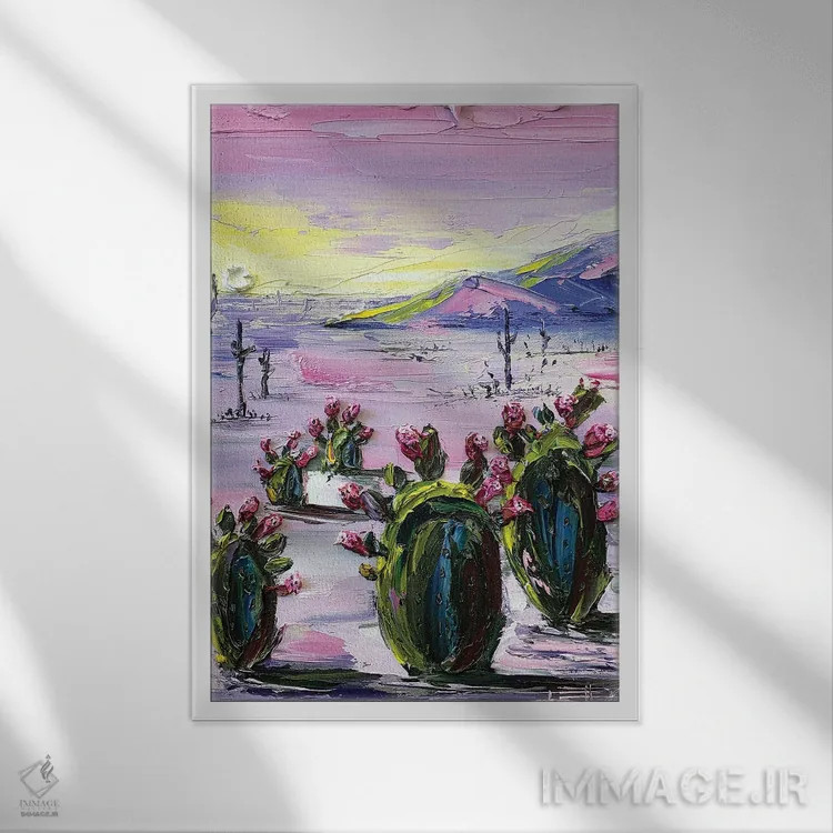تابلو انتزاعی اشتیاق بیابان اثر لیزا الی - نمای قابدار سفید