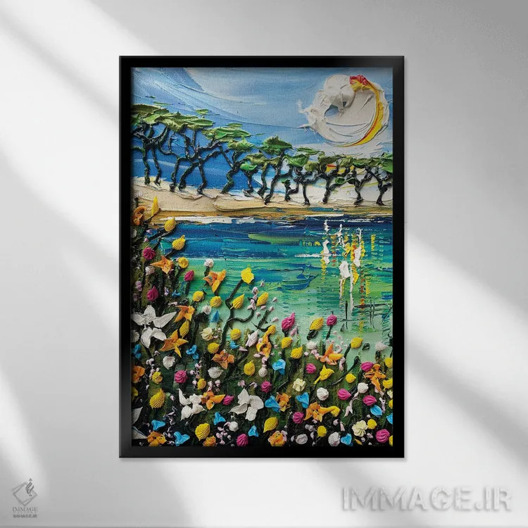 تابلو انتزاعی رویای کالیفرنیا اثر لیزا الی - نمای قابدار مشکی