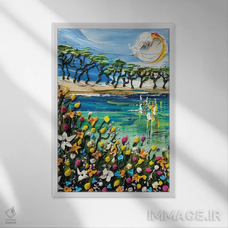 تابلو انتزاعی رویای کالیفرنیا اثر لیزا الی - نمای قابدار سفید