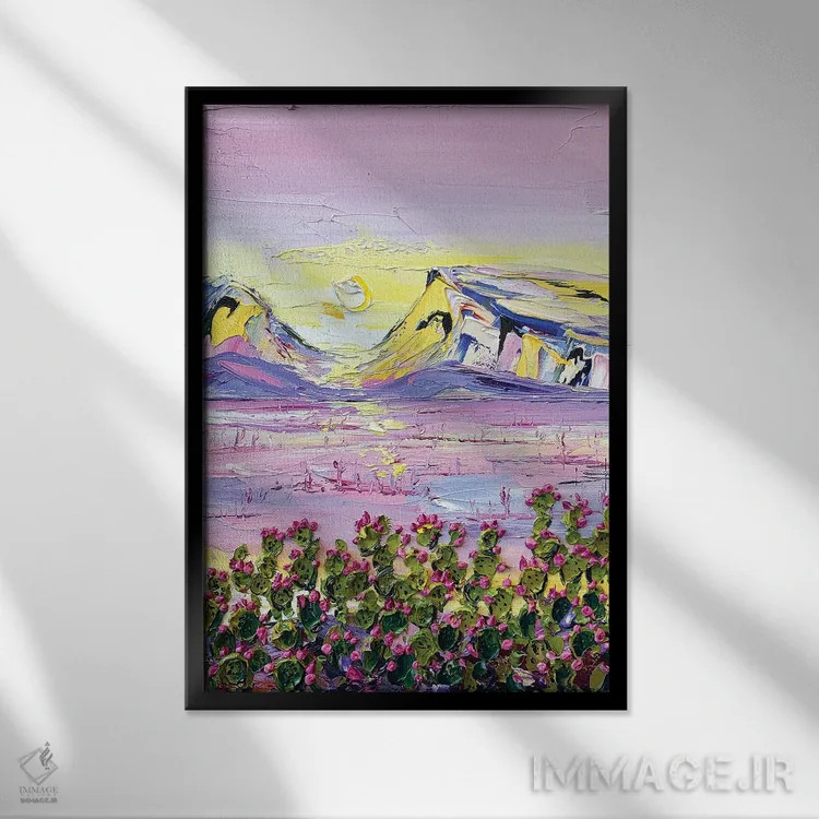 تابلو انتزاعی رویای بیابان اثر لیزا الی - نمای قابدار مشکی