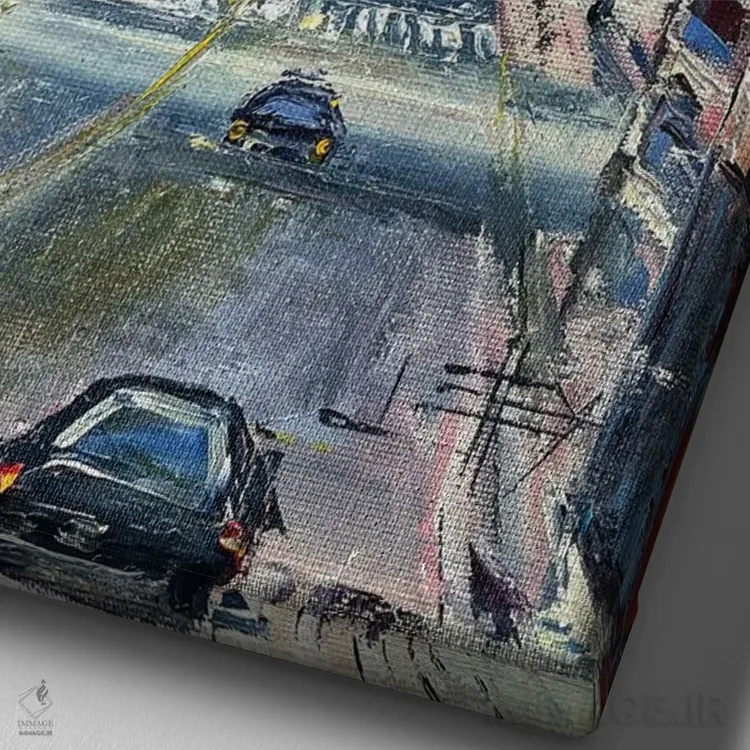 تابلو دکوراتیو سان فرانسیسکو و پل خلیج اثر لیزا الی - نمای نزدیک بافت بوم