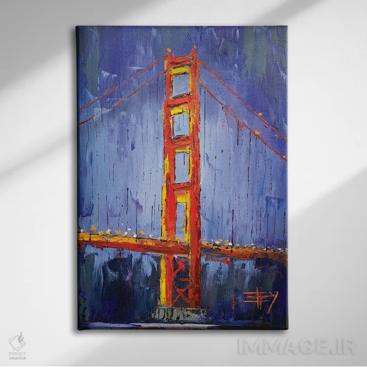 تابلو دکوراتیو شبی در کنار گلدن گیت اثر لیزا الی - نمای روبهرو روی دیوار