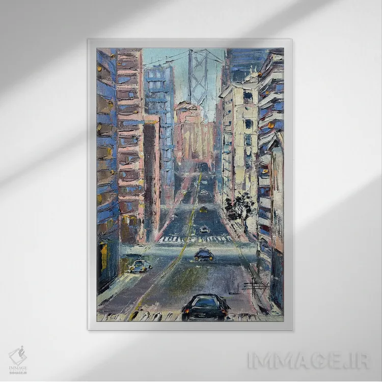 تابلو دکوراتیو سان فرانسیسکو و پل خلیج اثر لیزا الی - نمای قابدار سفید