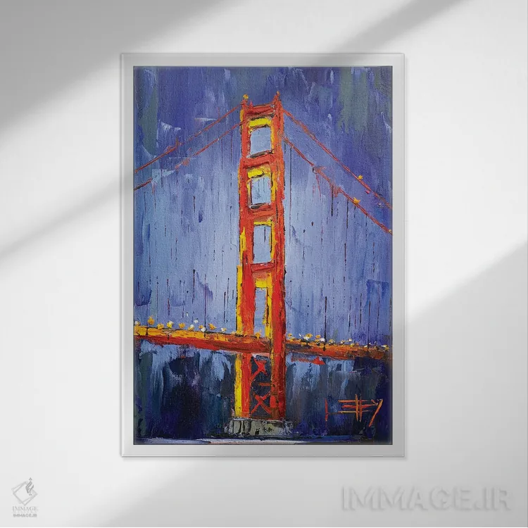 تابلو دکوراتیو شبی در کنار گلدن گیت اثر لیزا الی - نمای قابدار سفید