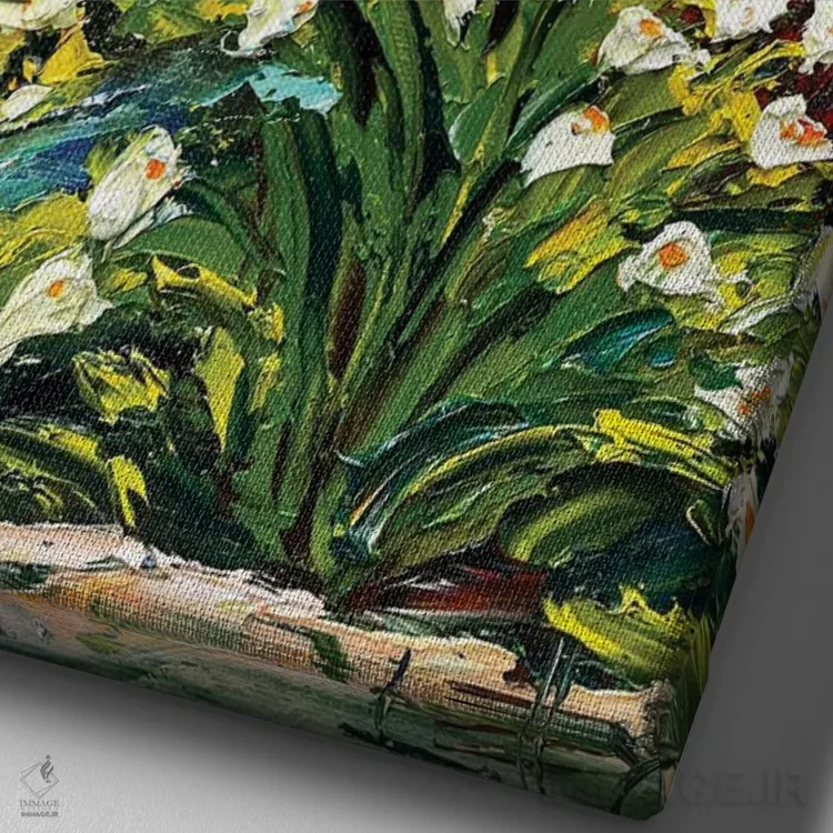 تابلو دکوراتیو زنبق های بیگ سور ۳ اثر لیزا الی - نمای نزدیک بافت بوم