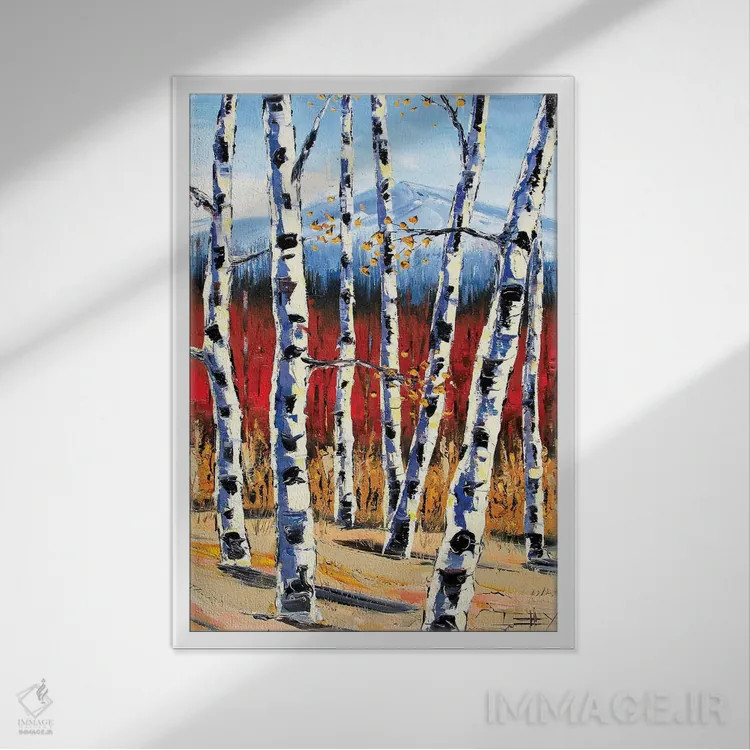 تابلو دکوراتیو منظره توس اثر لیزا الی - نمای قابدار سفید