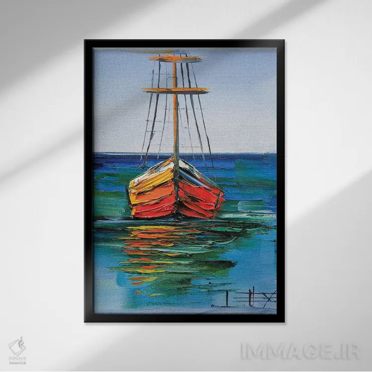 تابلو دکوراتیو قایق های مونتری اثر لیزا الی - نمای قابدار مشکی