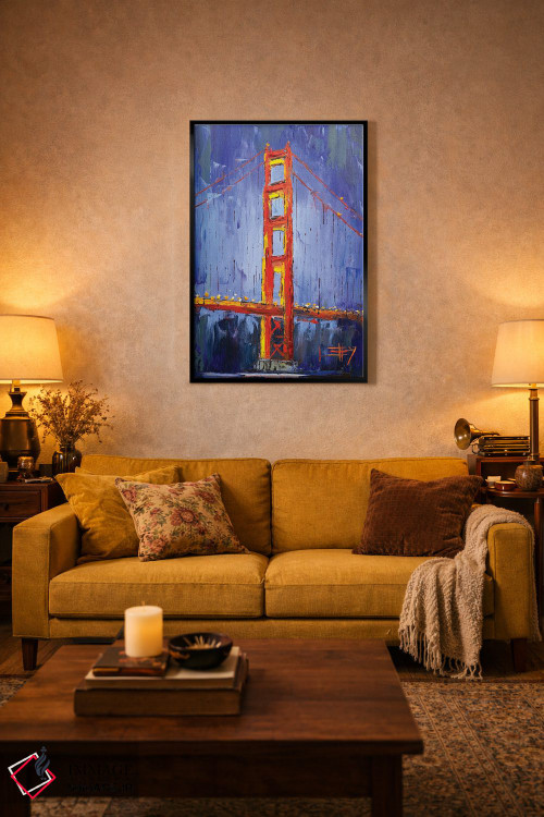 تابلو دکوراتیو شبی در کنار گلدن گیت اثر لیزا الی - D4B