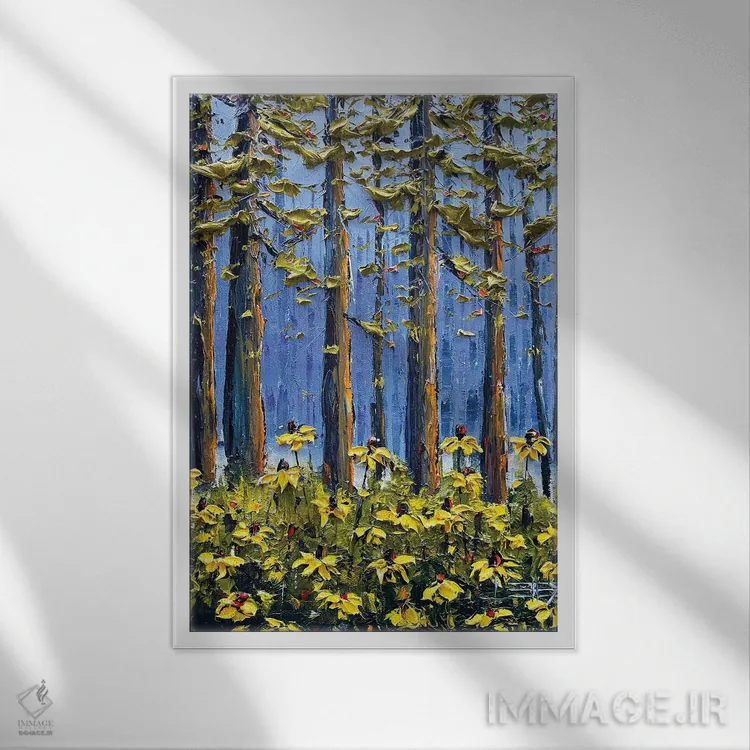 تابلو دکوراتیو ردوودها و گل های وحشی اثر لیزا الی - نمای قابدار سفید