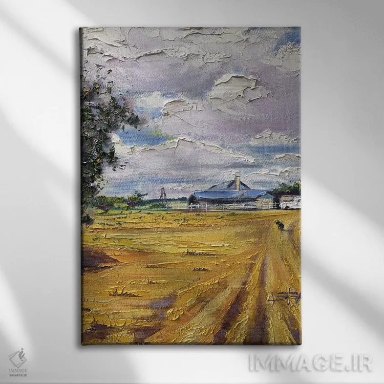 تابلو دکوراتیو مزرعه طلایی اثر لیزا الی - نمای روبهرو روی دیوار