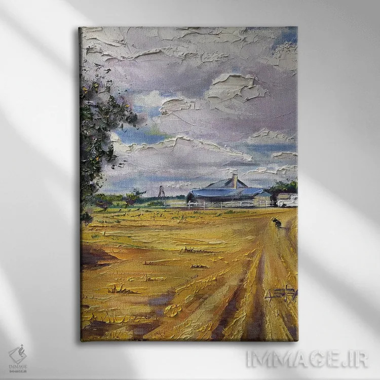 تابلو دکوراتیو مزرعه طلایی اثر لیزا الی - نمای روبهرو روی دیوار