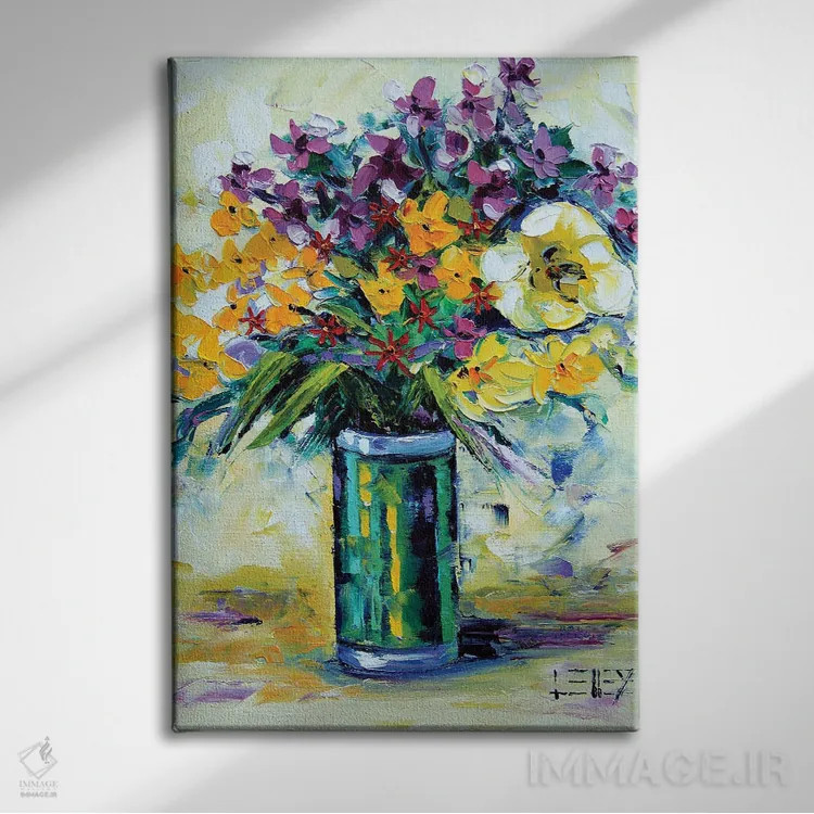 تابلو دکوراتیو دسته گل روز مادر اثر لیزا الی - نمای روبهرو روی دیوار