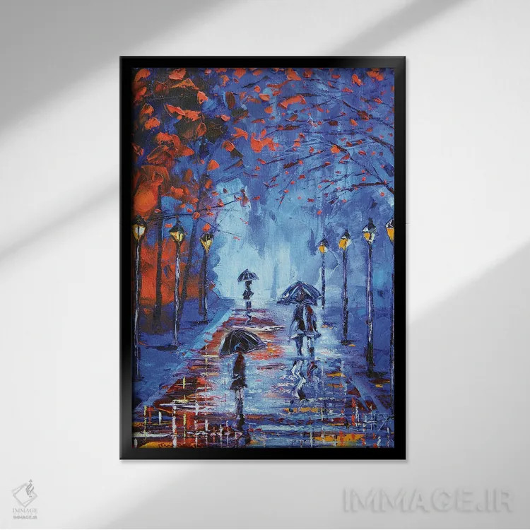 تابلو انتزاعی عصرگاهی در پاریس اثر لیزا الی - نمای قابدار مشکی