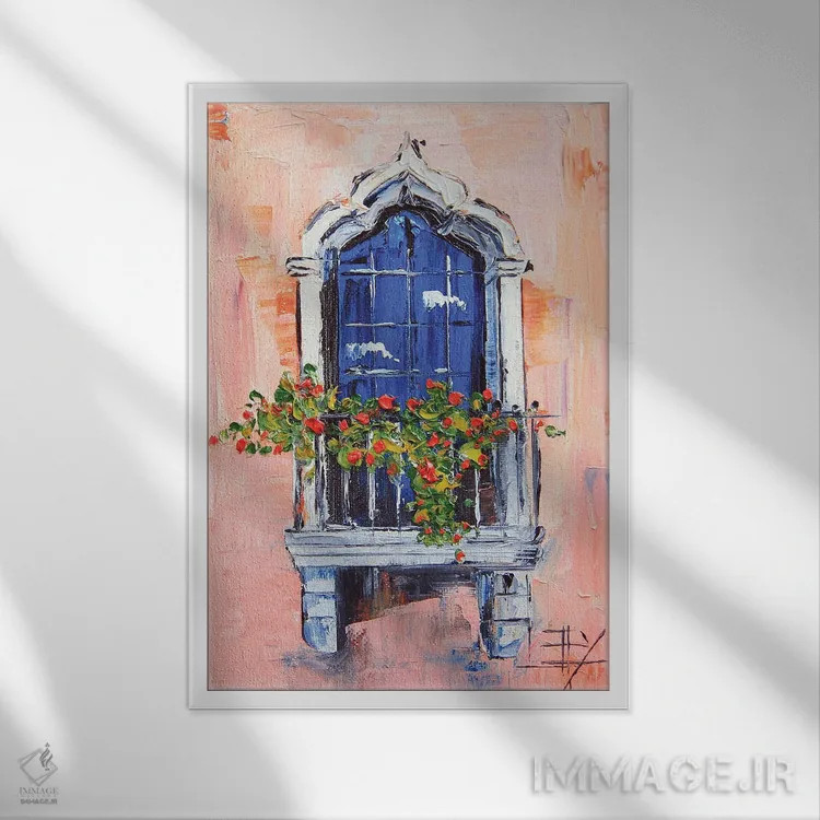 تابلو دکوراتیو پنجره عربی اثر لیزا الی - نمای قابدار سفید