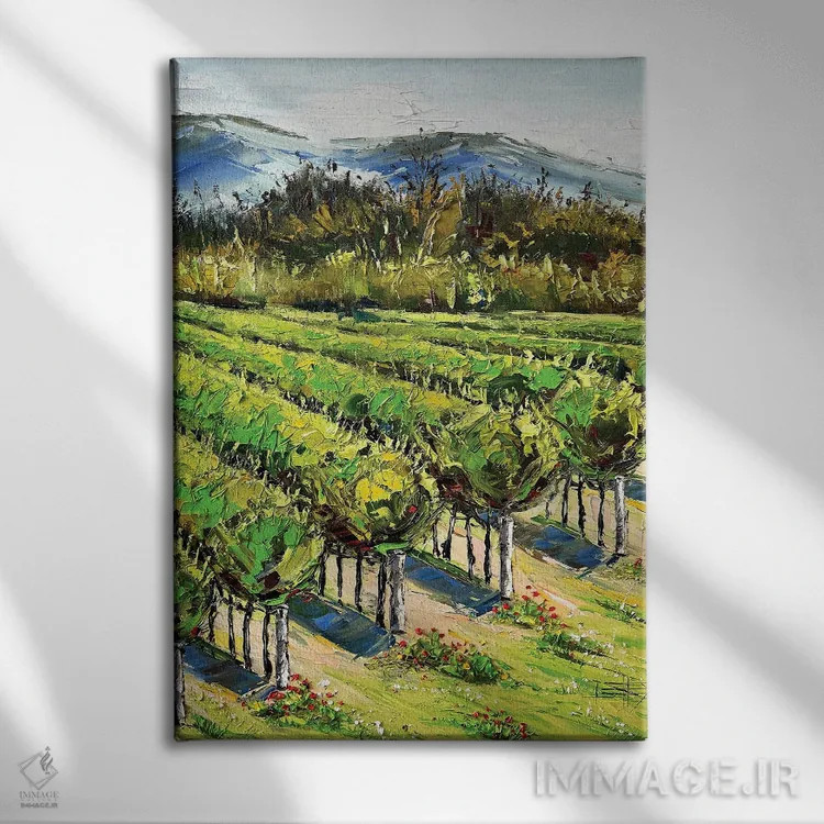 تابلو دکوراتیو Carmel River Valley Winery,بهار در تاکستان های دره کارمل ریور اثر لیزا الی - نمای روبهرو روی دیوار
