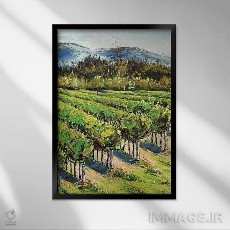 تابلو دکوراتیو Carmel River Valley Winery,بهار در تاکستان های دره کارمل ریور اثر لیزا الی - نمای قابدار مشکی