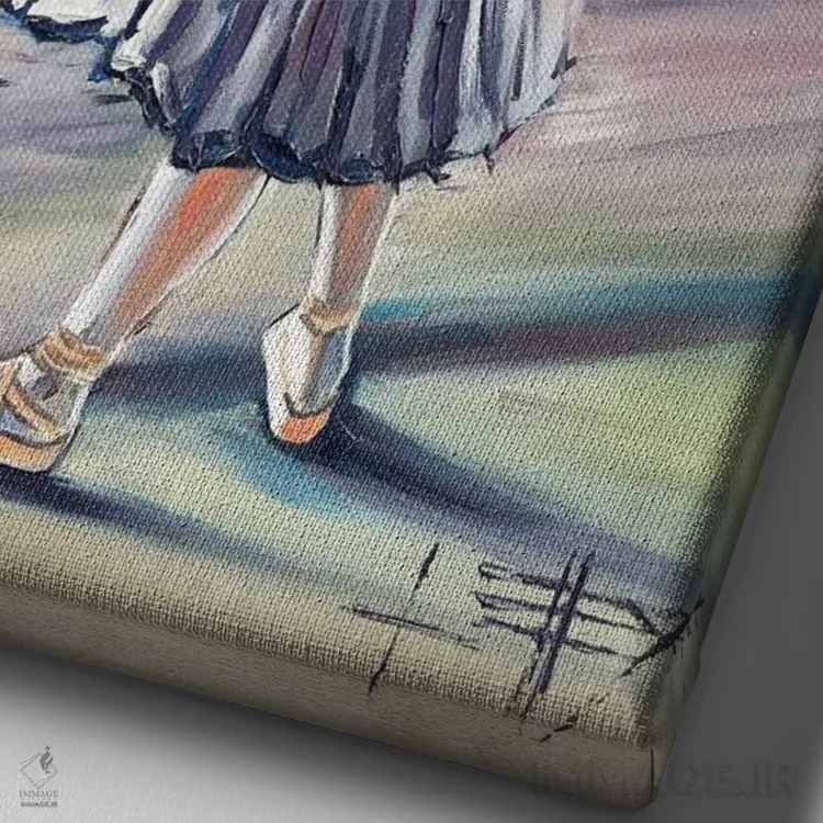 تابلو دکوراتیو Ballerina,رویاپردازی با دگا اثر لیزا الی - نمای نزدیک بافت بوم