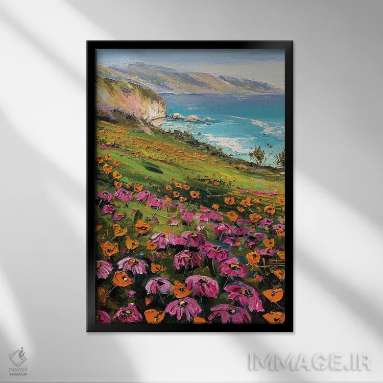 تابلو دکوراتیو California,لوچیا در بیگ سور کالیفرنیا اثر لیزا الی - نمای قابدار مشکی