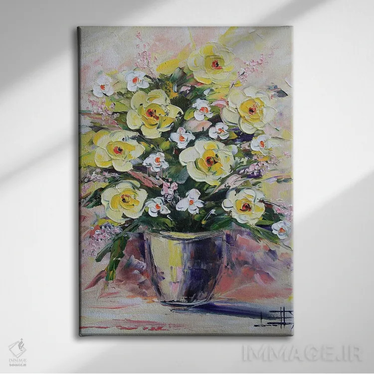تابلو دکوراتیو دسته گل II اثر لیزا الی - نمای روبهرو روی دیوار