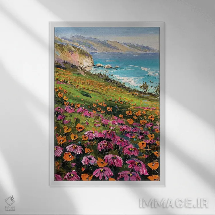 تابلو دکوراتیو California,لوچیا در بیگ سور کالیفرنیا اثر لیزا الی - نمای قابدار سفید