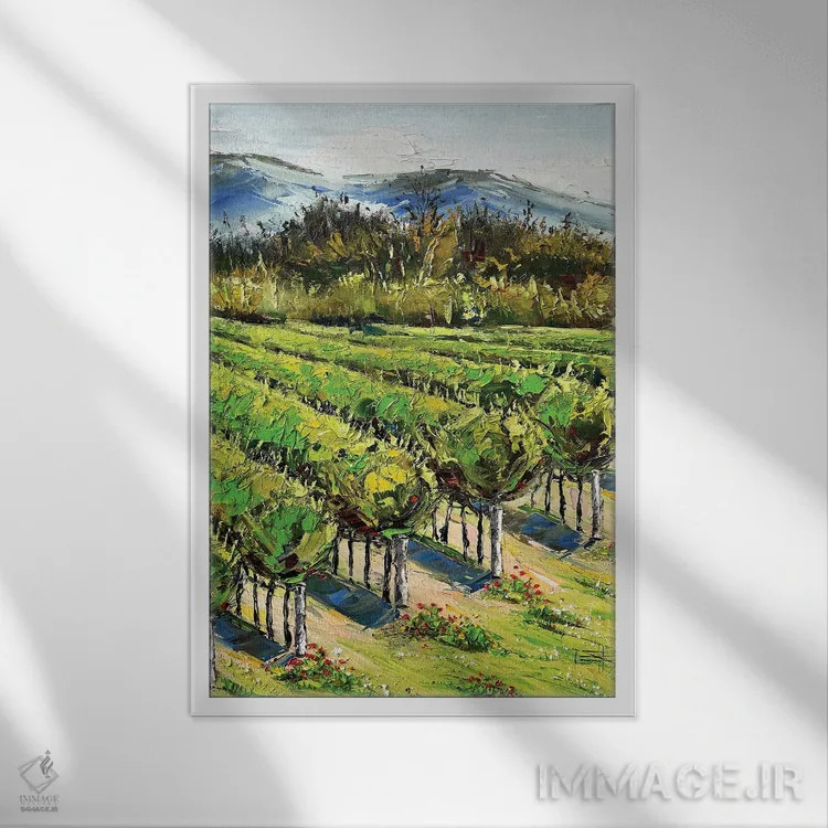 تابلو دکوراتیو Carmel River Valley Winery,بهار در تاکستان های دره کارمل ریور اثر لیزا الی - نمای قابدار سفید