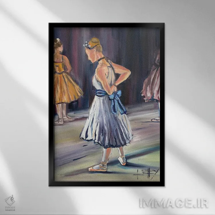 تابلو دکوراتیو Ballerina,رویاپردازی با دگا اثر لیزا الی - نمای قابدار مشکی