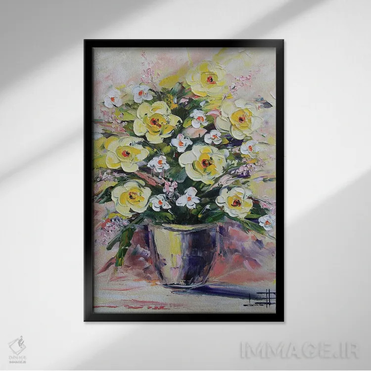 تابلو دکوراتیو دسته گل II اثر لیزا الی - نمای قابدار مشکی
