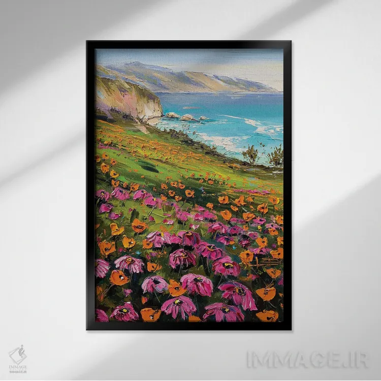 تابلو دکوراتیو گل های بیگ سور اثر لیزا الی - نمای قابدار مشکی