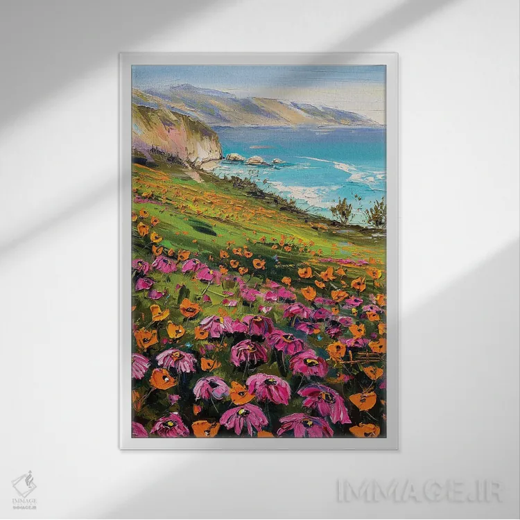 تابلو دکوراتیو گل های بیگ سور اثر لیزا الی - نمای قابدار سفید