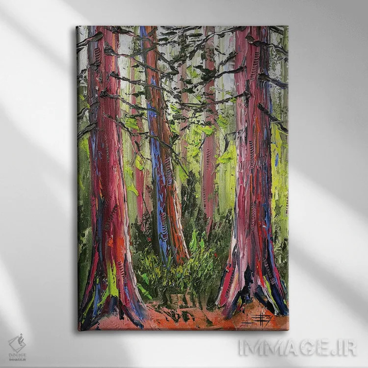 تابلو دکوراتیو Giant Sequoia Trees,درختان سرخ چوب کالیفرنیا اثر لیزا الی - نمای روبهرو روی دیوار