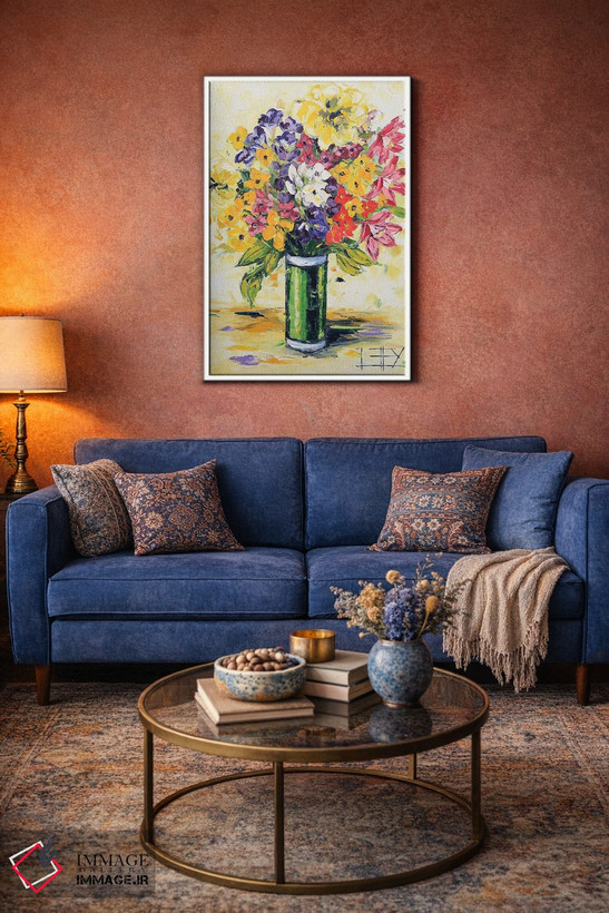 تابلو دکوراتیو طبیعت بی جان دسته گل اثر لیزا الی - D1W